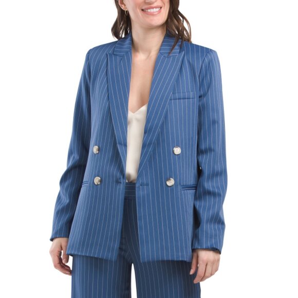 TAHARI ASL Indigo Pinstripe Jacket